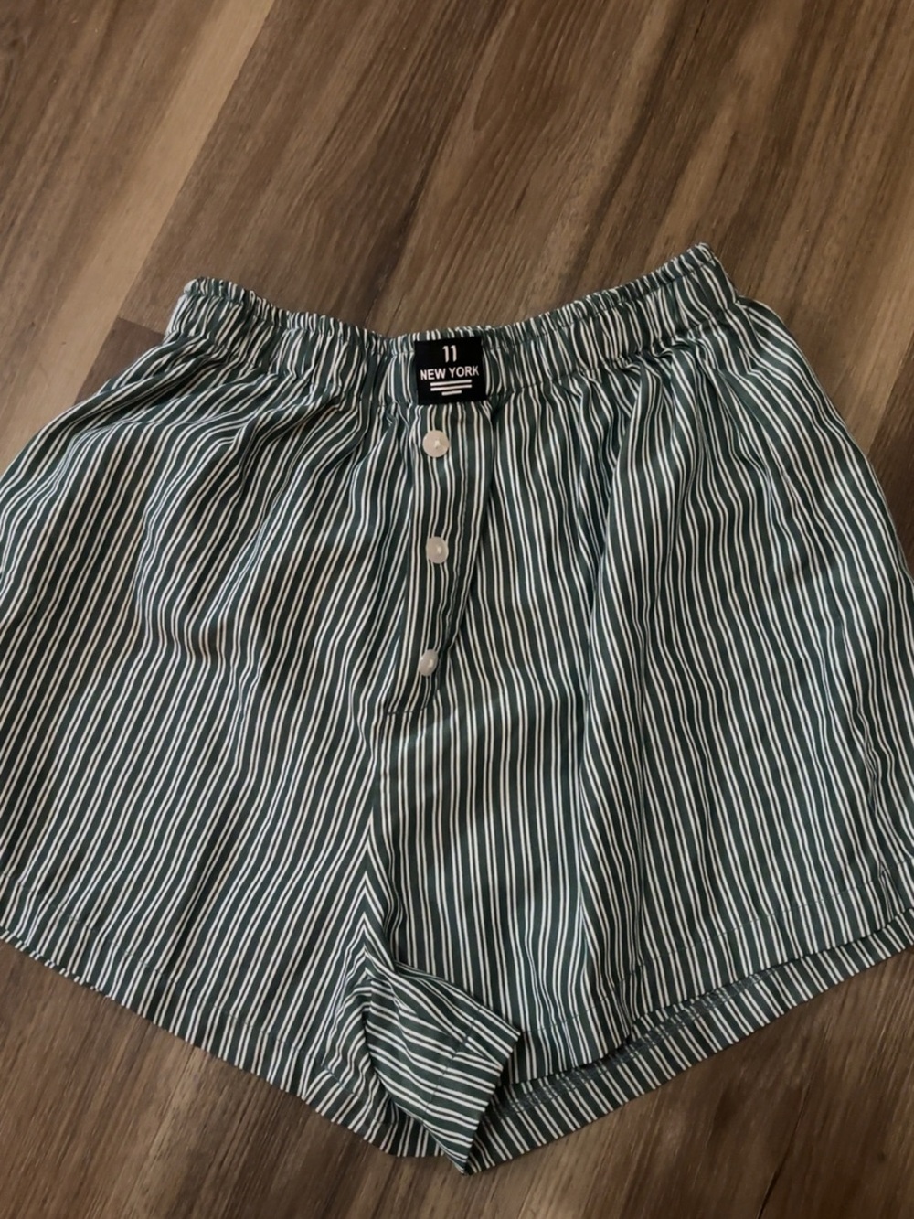 Striped Green and White Boxer Shorts